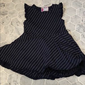 Navy blue dress with white polka dots